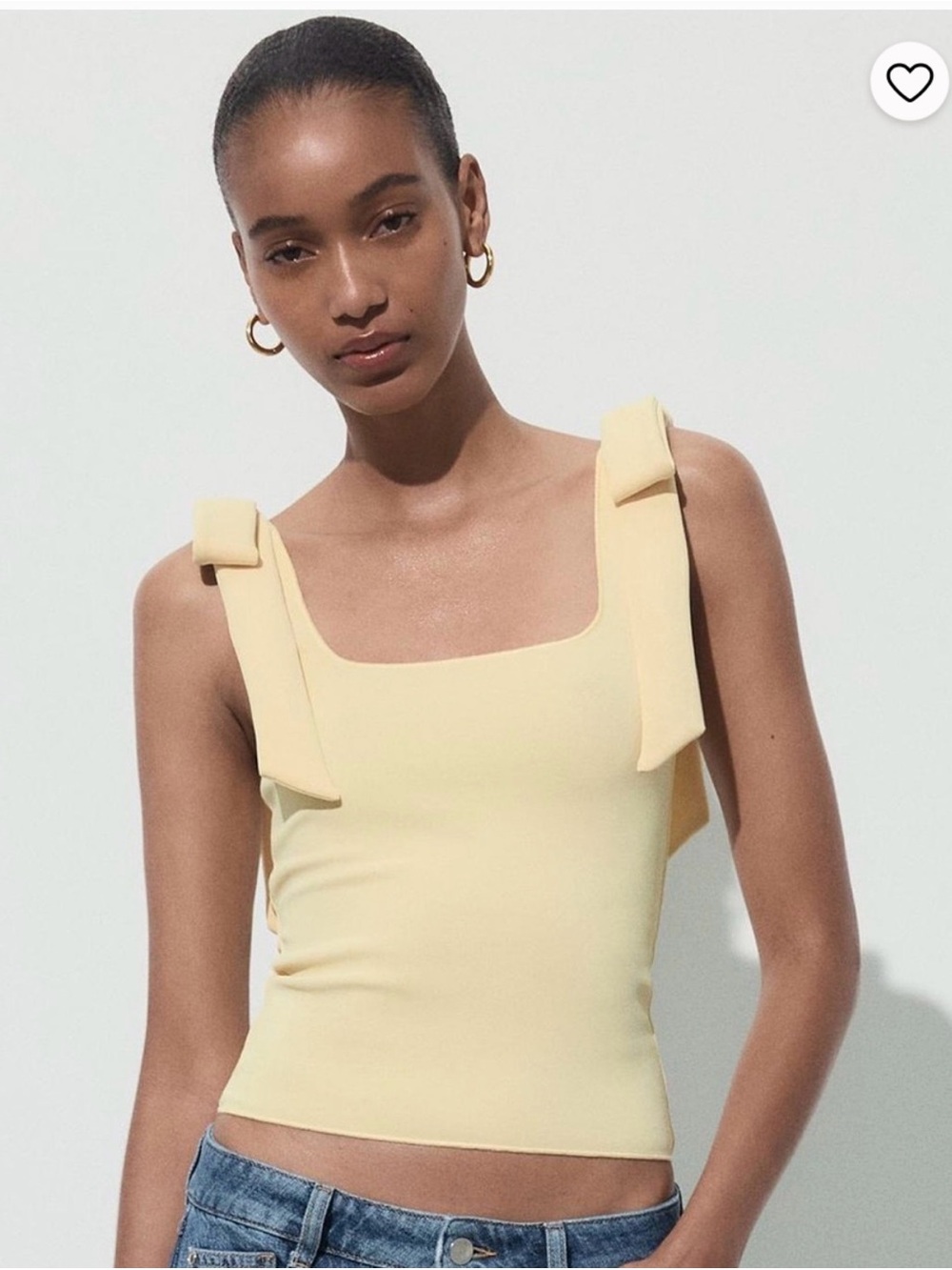 Zara butter yellow bow sleeve top